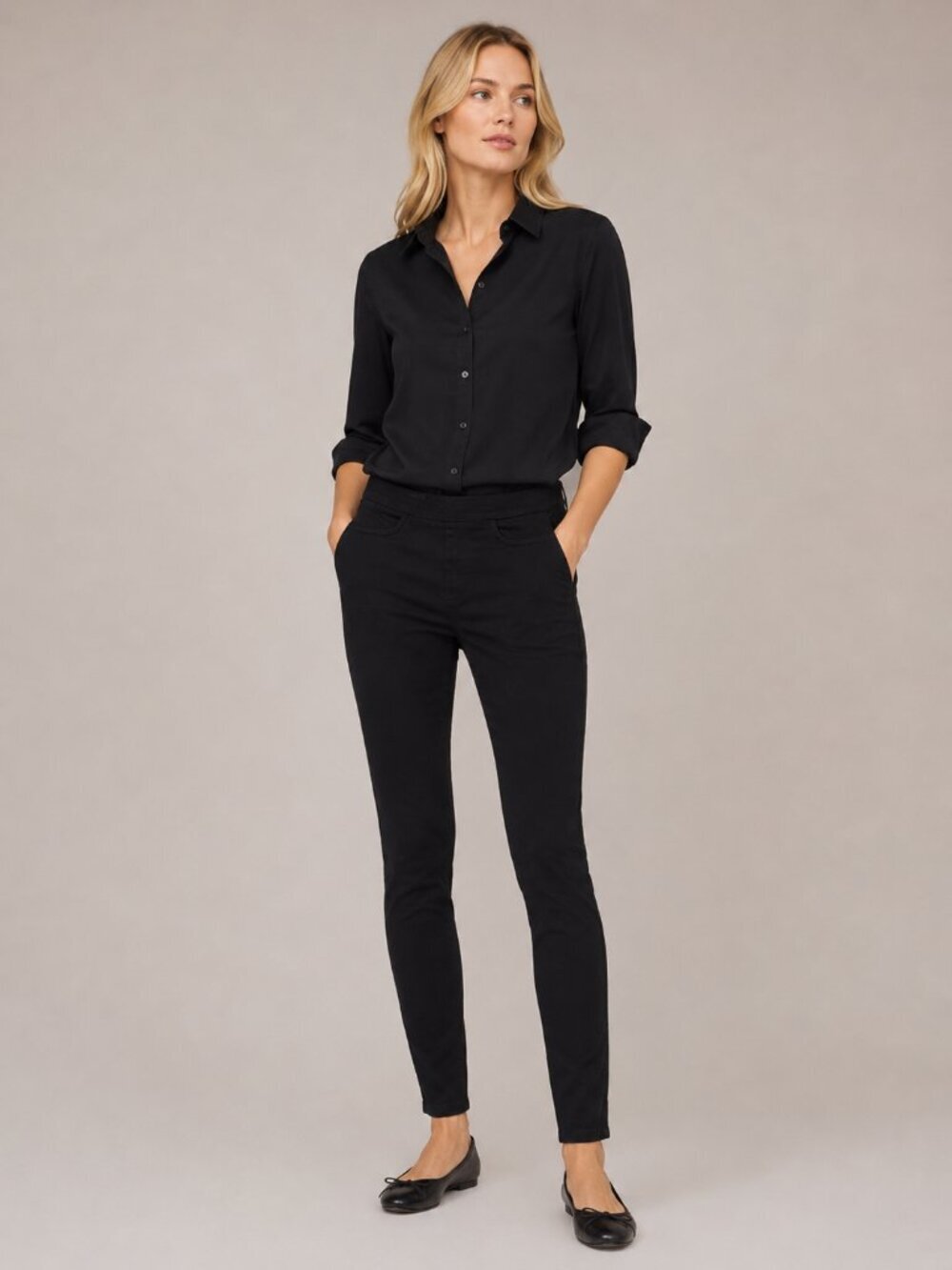 2/$30 J. Crew Dannie Skinny Twill Pant Back Zip Mid Rise Black 2 #A2915
